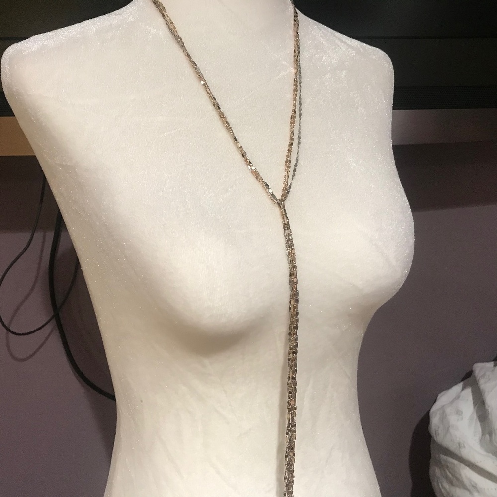 3 tone long necklace